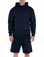 Bluzy męskie - Replay Męska bluza z kapturem, Niebieski 085, S - miniaturka - grafika 1