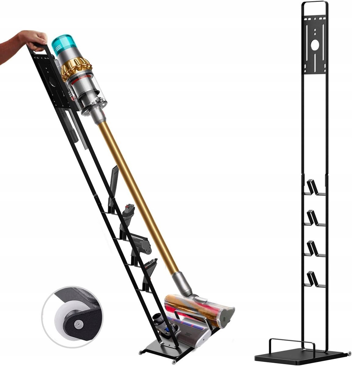 METALOWY STOJAK ŚCIENNY DO ODKURZACZA DYSON STABILNY UCHWYT NA KÓŁKACH