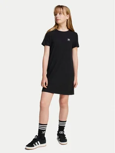 adidas Sukienka codzienna Ribbed JC8429 Czarny Regular Fit - Sukienki i spódniczki dla dziewczynek - miniaturka - grafika 1