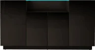 Komody - MEGSTYL KOMODA 160CM Z SZKLANYM BLATEM ALTA-2 Czarny mat - Czarny połysk - miniaturka - grafika 1
