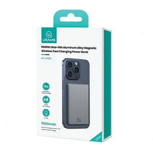 USAMS Powerbank indukcyjny 5000mAh 20W Fast Charge ciemnoszary/dark grey 10KCD22001 (US-CD220) - Powerbanki - miniaturka - grafika 24