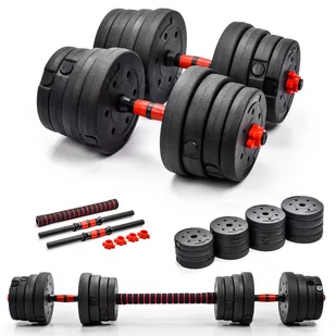 Hantle Zestaw Hantli 2X15Kg Regulowane + Łącznik - Hantle i ciężarki - miniaturka - grafika 1