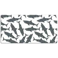 Podkładki na biurko - Podkładka na całe biurko Rekiny z napisami 120x60 cm - miniaturka - grafika 1