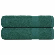 Ręczniki - vidaXL Ręczniki kąpielowe 2 szt. Zielony 360 gsm 100% bawełna - miniaturka - grafika 1
