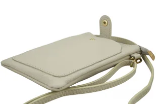 Torebka skórzana / etui na telefon - Beżowe jasne - Etui i futerały do telefonów - miniaturka - grafika 5