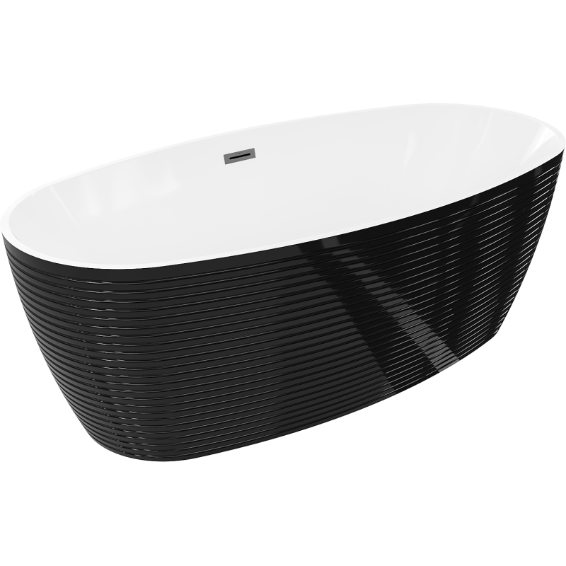 Mexen Lira wanna wolnostojąca wzór 170 x 80 cm, biała/czarna, przelew gun gray szczotkowany - 52831708075-66