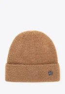 Czapki damskie - Damska czapka zimowa z miękkiej dzianiny brązowa - miniaturka - grafika 1