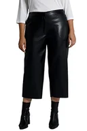 Spodnie damskie - Ulla Popken Damskie spodnie Culotte, imitacja skóry, szerokie, proste nogawki, otwarte obszycie, Pine Bark, 58 Große Größen - miniaturka - grafika 1