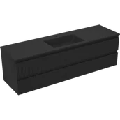 Szafki łazienkowe - Mexen Rivel szafka łazienkowa 160 cm z umywalką Otis, 2 szuflady, ryflowana , czarna mat - 91A20-16047-2-BFF71-W18M71 - miniaturka - grafika 1