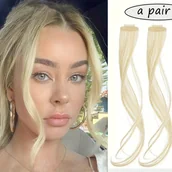 Pozostałe akcesoria fryzjerskie - TEMU 16-calowy dwuczęściowy klipsy syntetyczne fałszywe włosy - falista tekstura naturalne stylizowanie długie boczne frędzle przedłużenie włosów, - miniaturka - grafika 1