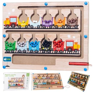 Tablica Magnetyczna Montessori Labirynt Drewniany Nauka Kolorów i Liczenia - Zabawki interaktywne dla dzieci - miniaturka - grafika 1