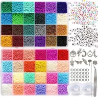 Prace ręczne dla dzieci - Zestaw Koralików do Robienia Bransoletek Biżuterii Naszyjników DIY Prezent - miniaturka - grafika 1