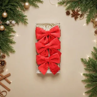 Kokarda 3 sztuki czerwona 12 x 13 cm - Ozdoby bożonarodzeniowe - miniaturka - grafika 1