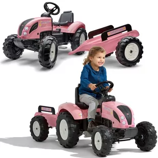 FALK Traktor Pink Country Star na Pedały z Przyczepką od 3 lat - Jeździki dla dzieci - miniaturka - grafika 1