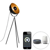 Lampy stojące - QAZQA Inteligentna lampa podłogowa trójnóg czarna z Wifi A60 - Magna 40 Eglip - miniaturka - grafika 1