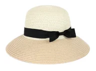 Czapki damskie - Kapelusz Damski Słomkowy Plażowy Na Lato Z Kokardą Elegancki Retro Vintage - miniaturka - grafika 1