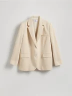 Marynarki i żakiety damskie - Reserved - Jednorzędowa marynarka oversize - złamana biel - miniaturka - grafika 1