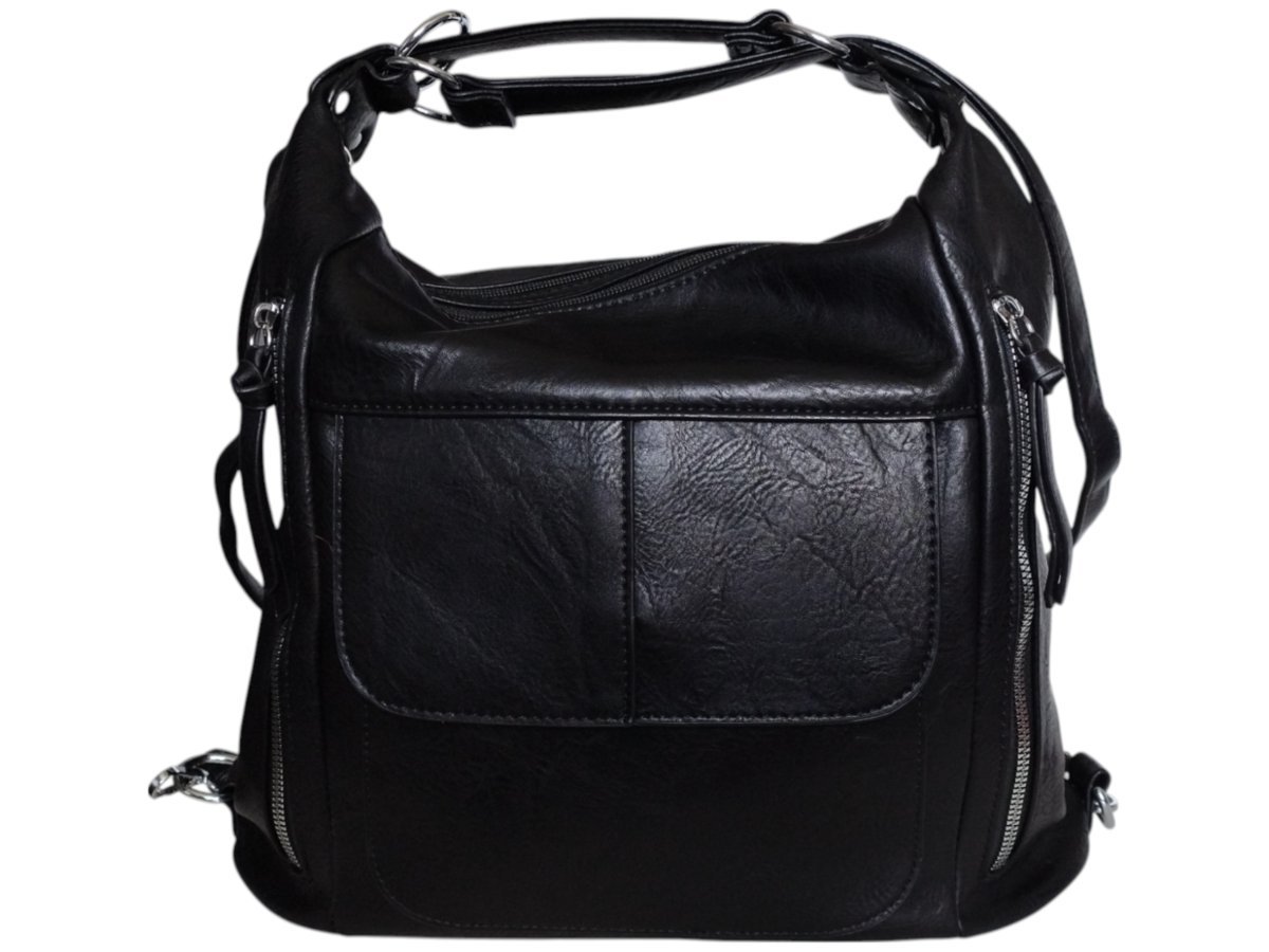 Torebka Damska Torebko-Plecak, Miejska Listonoszka Na Ramię, Kolor Czarny