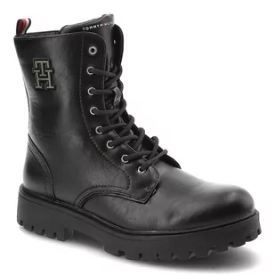 Czarne Botki Tommy Hilfiger Modne Wygodne Buty Damskie - Botki damskie - miniaturka - grafika 1