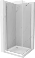 Kabiny prysznicowe - Mexen Pretoria kabina prysznicowa uchylna 100x100 cm, transparent, chrom + brodzik Flat - 852-100-100-01-00-4010 - miniaturka - grafika 1
