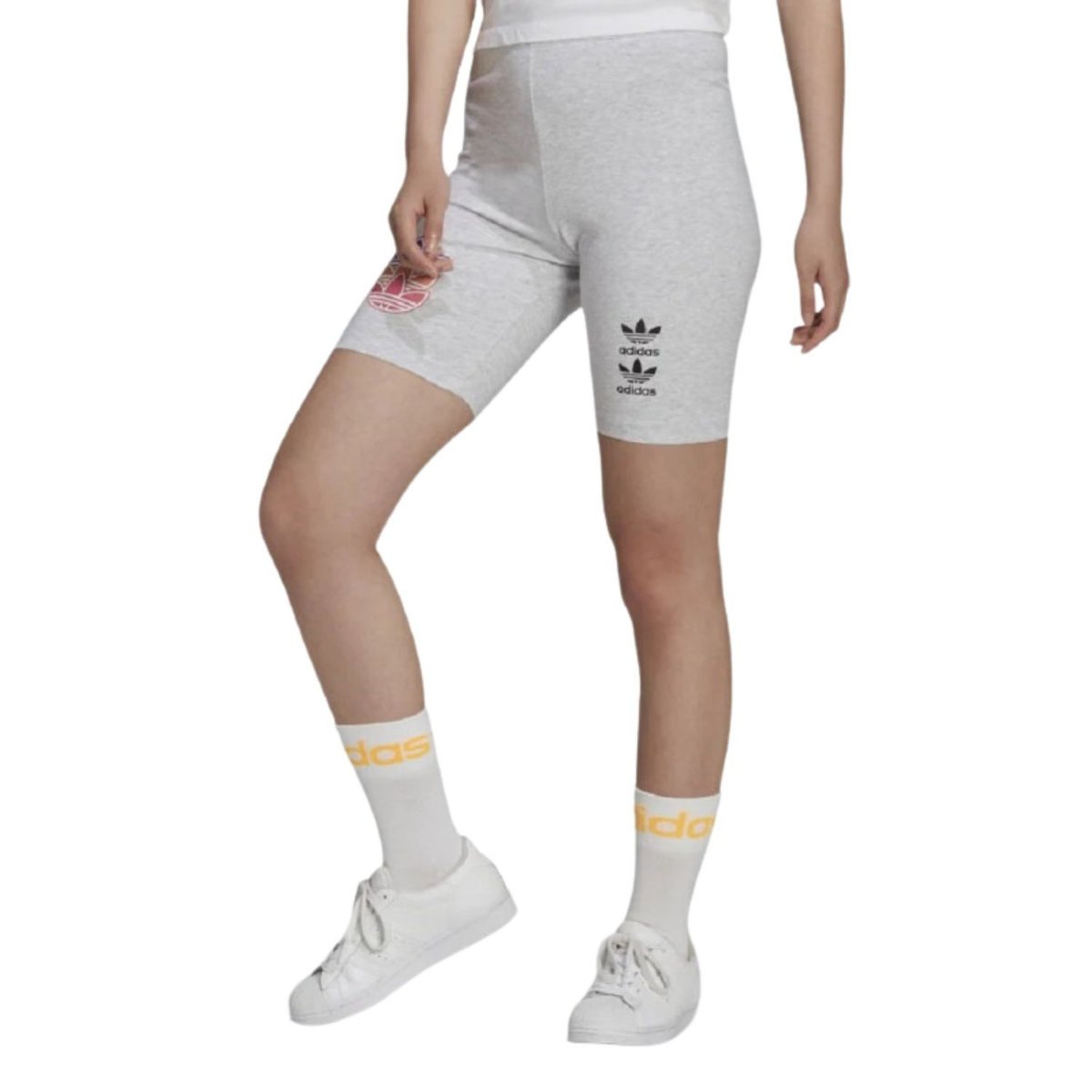 Spodenki damskie Adidas dopasowane kolarki szare bawełniane-XXS