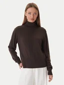 Swetry damskie - Patrizia Pepe Golf 2K0340 KM36 Brązowy Regular Fit - miniaturka - grafika 1