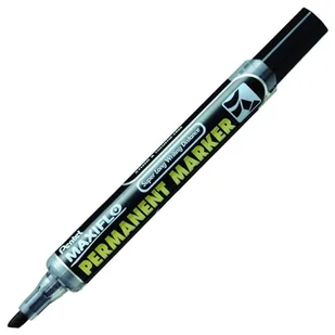 Pentel 6,0 mm końcówka dłuto Maxi Flow płynny tusz permanentny marker z przyciskiem do odświeżania tuszu – czarny (opakowanie 12 długopisów) - Długopisy - miniaturka - grafika 1