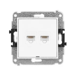 Karlik Gniazdo komputerowe 2xRJ45 kat. 5e ICON - biały mat - Gniazdka elektryczne - miniaturka - grafika 1