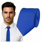 Krawaty i muchy męskie - Krawat śledzik prążkowany - chabrowy - miniaturka - grafika 1