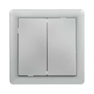 Wyłączniki światła i elektryczne - LEXMAN Włącznik schodowy podwójny SLIM  srebrny  LEXMAN - miniaturka - grafika 1
