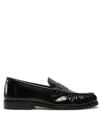 Mokasyny damskie - Tommy Hilfiger Mokasyny Loafer Abrasivato Leather FW0FW08617 Czarny - miniaturka - grafika 1