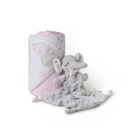 Okrycia kąpielowe dla dzieci - Okrycie kąpielowe 100x100 Słoń różowy ręcznik z kapturkiem + przytulanka - miniaturka - grafika 1