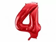 Balony i akcesoria - PartyDeco Balon foliowy Cyfra ''4'', 86cm, czerwony FB1M-4-007 [16379107] - miniaturka - grafika 1