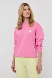 Bluzy damskie - Pinko bluza bawełniana damska kolor różowy gładka - grafika 1