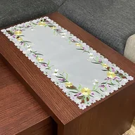 Obrusy i serwetki - Bieżnik z haftem, 40x85, szary w kwiaty, OH-245-B - miniaturka - grafika 1