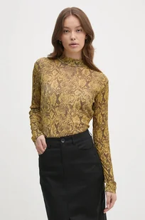 Sisley longsleeve damski kolor żółty z półgolfem 34GGL200R - Bluzki damskie - miniaturka - grafika 1
