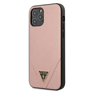 Guess Saffiano V - Etui iPhone 12 / iPhone 12 Pro różowy - Etui i futerały do telefonów - miniaturka - grafika 1