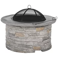 Paleniska ogrodowe - Beliani Palenisko ogrodowe jasnoszare okrągłe TAMBORA - miniaturka - grafika 1