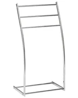 Ręczniki - BELIANI Stojak na ręczniki srebrny połyskujący stalowy 3 szyny stojący wieszak do łazienki nowoczesny design - miniaturka - grafika 1