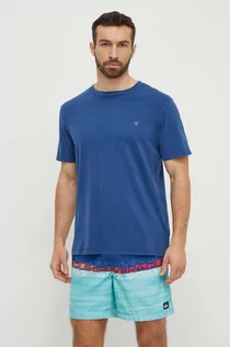 Koszulki męskie - Guess t-shirt plażowy bawełniany kolor granatowy wzorzysty - grafika 1