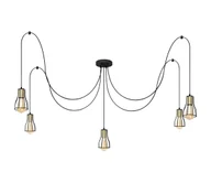 Lampy sufitowe - Żyrandol na lince TUBE LONG 5xE27/15W/230V czarny/złoty - miniaturka - grafika 1