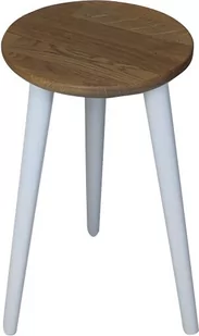 Taboret lub hocker okrągły z litego dębu Ash Grey, Wykończenie nogi - Buk - farba szara, Wysokość [cm] - 47, Średnica siedziska [cm] - 30 - Taborety i hokery - miniaturka - grafika 1