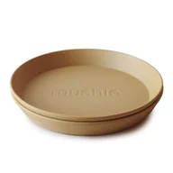 Miseczki i talerzyki dla dzieci - Mushie - 2 talerzyki Round Mustard - miniaturka - grafika 1