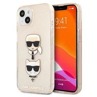 Etui i futerały do telefonów - Karl Lagerfeld KLHCP13MKCTUGLGO iPhone 13 6,1" złoty/gold hardcase Glitter Karl s & Choupette KF000816 - miniaturka - grafika 1