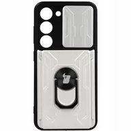 Etui i futerały do telefonów - Bizon Etui Case Camshield Card Slot Ring do Samsung Galaxy S23 białe - miniaturka - grafika 1