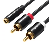 Kable - Vention, Kabel Audio 3,5Mm Żeński Na 2X Rca Męski 1M  Vab-R01-B100, Czarny - miniaturka - grafika 1