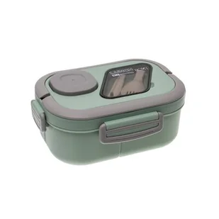Lunchbox ze sztućcami Fresh Vegas 14,5 x 21 cm zielony - Lunch boxy - miniaturka - grafika 1
