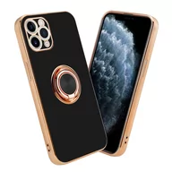 Etui i futerały do telefonów - Pokrowiec Do Apple iPhone 11 PRO Etui w Glossy Czarny - Złoto magnetycznym Obudowa Case Cover Ochronny Cadorabo - miniaturka - grafika 1