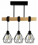 Lampy sufitowe - Lampa sufitowa wisząca Led drewniana belka diament E27 żyrandol loft - miniaturka - grafika 1