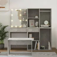 Inne meble do sypialni - vidaXL Zestaw z toaletką i oświetleniem LED, szarość betonu - miniaturka - grafika 1